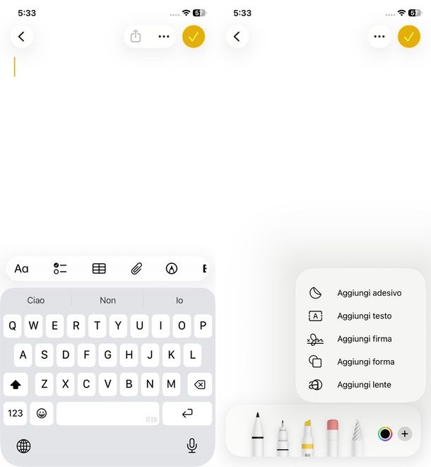 come firmare un documento Note di iPhone