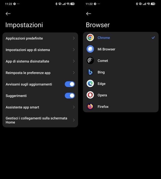 Cambiare programma predefinito Android