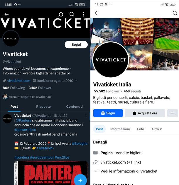 Vivaticket sui social network