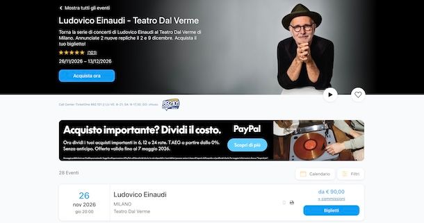 Acquistare biglietti su TicketOne