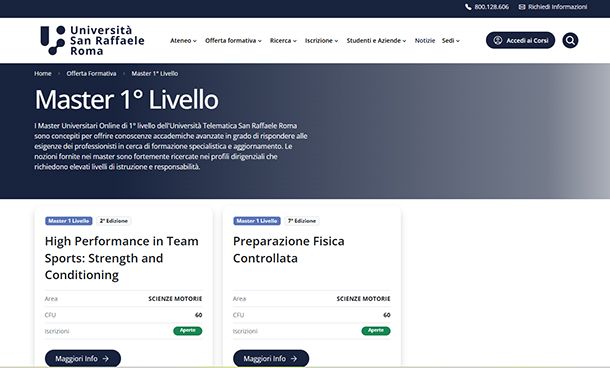 Master Universit&agrave; telematica San Raffaele Roma