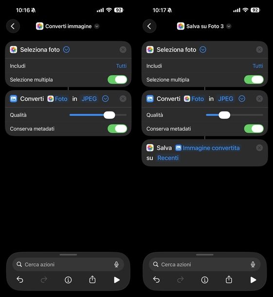 Ridurre dimensioni di file JPG Comandi Rapidi iOS