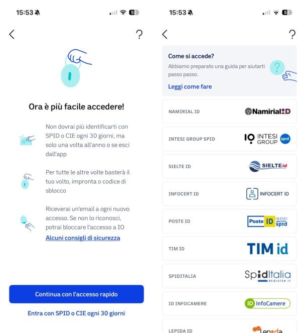 Come accedere app IO con SPID