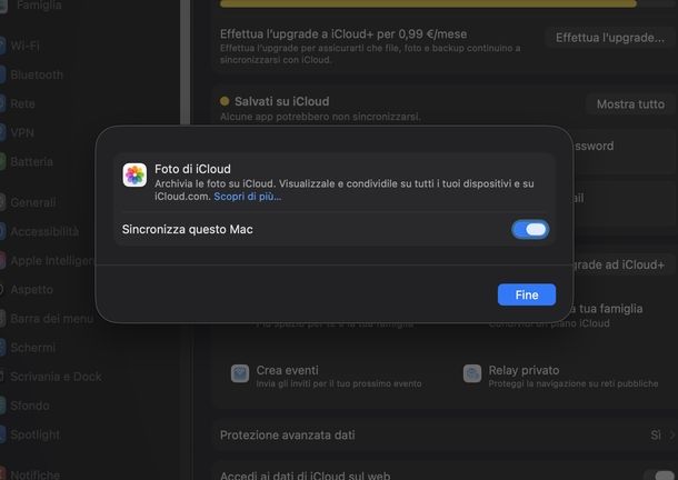 Disattivare iCloud Foto macOS