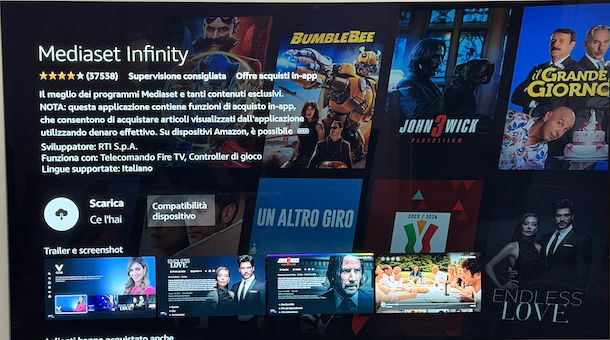 Vedere Infinity su Amazon Fire TV Stick