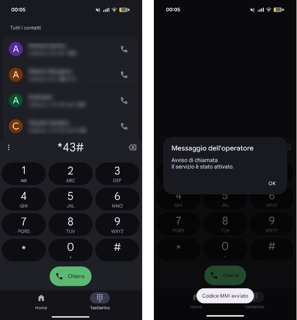 Come attivare avviso di chiamata 1Mobile