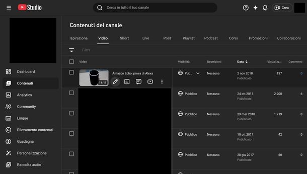 Togliere audio da video YouTube