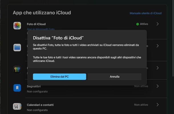 Disattivare iCloud Windows