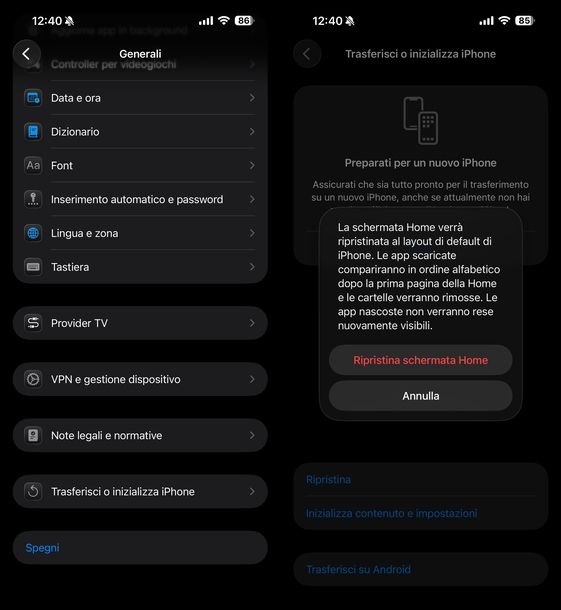 Ripristinare layout schermata Home iPhone