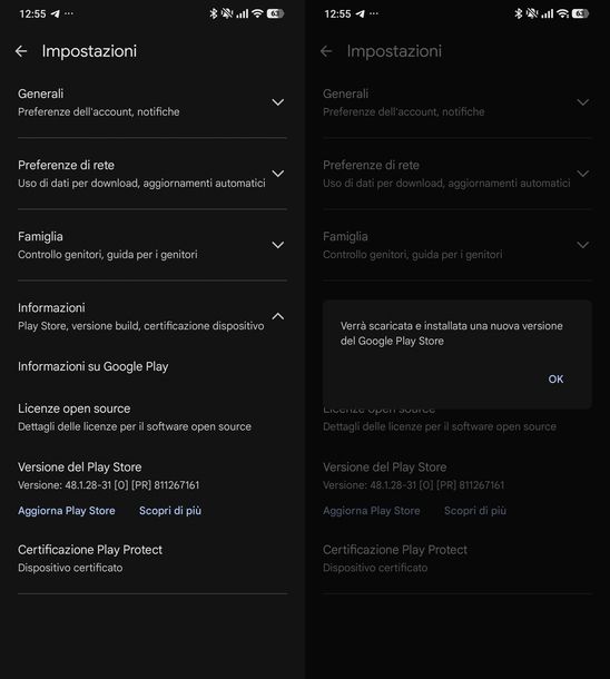 Disinstallare aggiornamenti Google Play Store