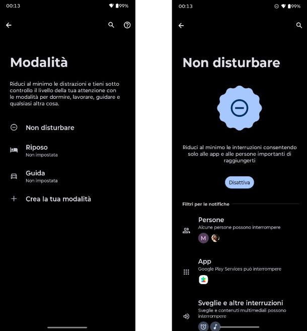 Disattivare la modalità “Non disturbare”