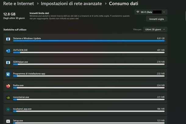 Controllare traffico Internet Windows