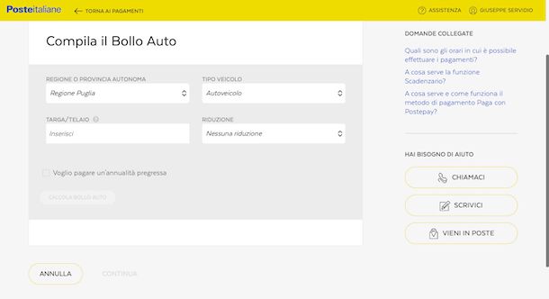 Calcolo bollo auto