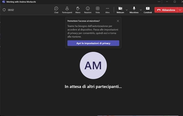 Riattivare microfono su Teams