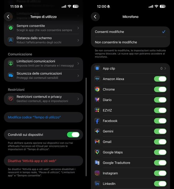 Riattivare microfono su iOS