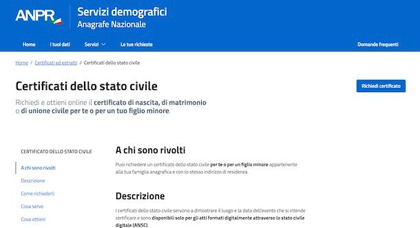 Estratto matrimonio su ANPR