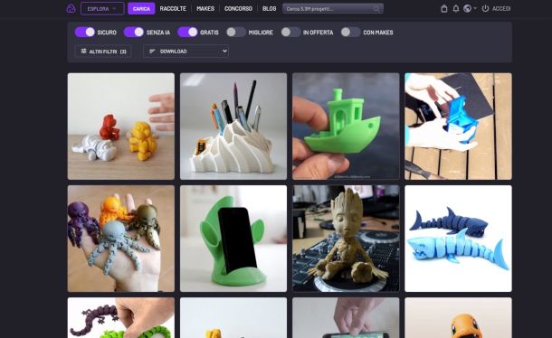 schermata sito Cults3D