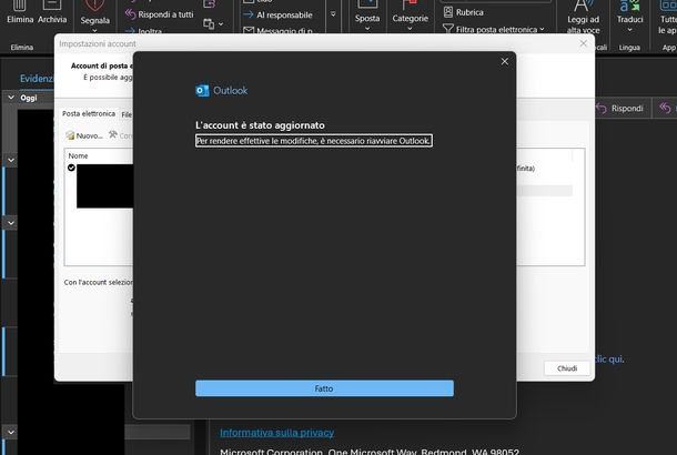 Gestire account Outlook 365 Windows