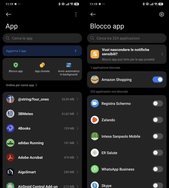 Togliere blocco app Xiaomi