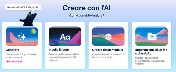 Startpage di Gamma.app