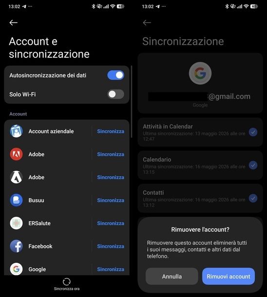Ricollegare account Google