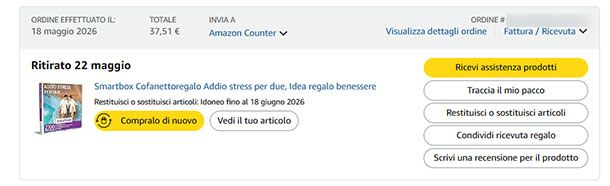 Prodotto acquistato da recensire su Amazon