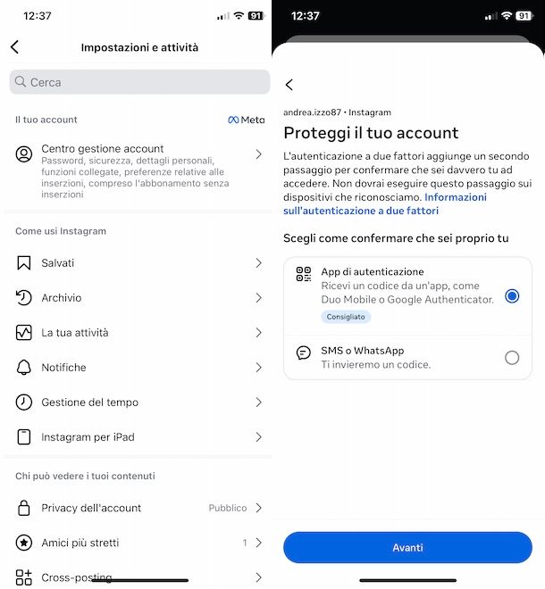 2fa Instagram
