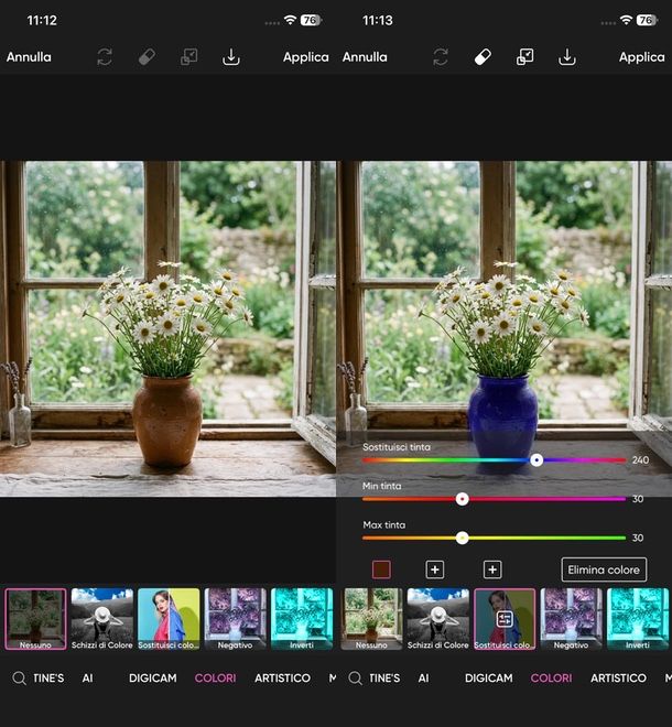 PicsArt per cambiare colore oggetti nelle foto
