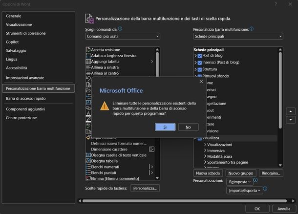 Ripristinare barra multifunzione Word