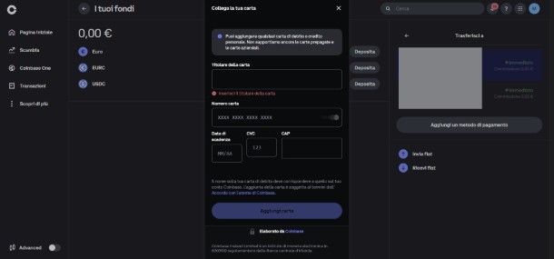 Prelievo carta Coinbase