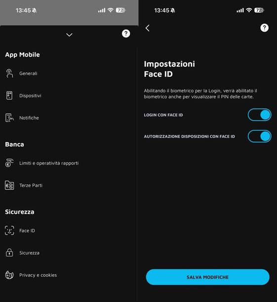 Mettere Face ID su app buddy UniCredit