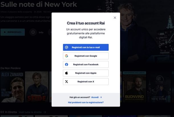 Accedere a RaiPlay Web