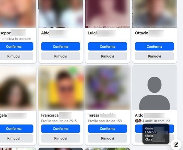 Amici in comune su Facebook