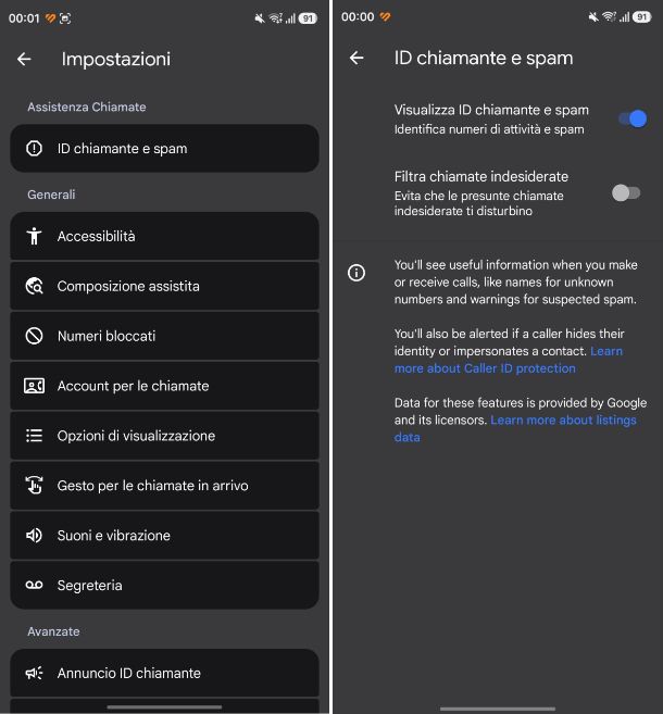 Sbloccare chiamate pubblicitarie/spam
