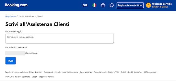 Come contattare Booking