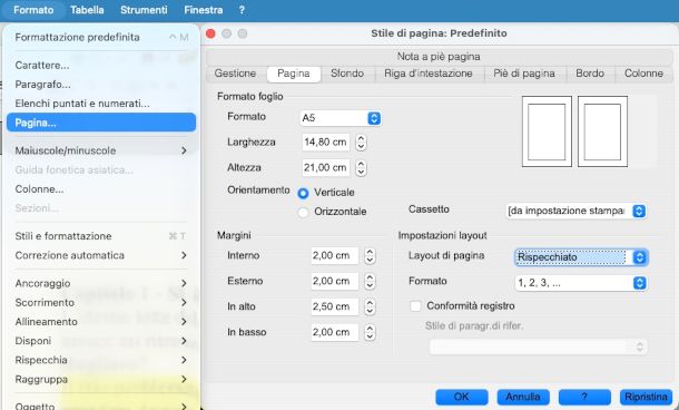 impostazioni margini per libro con OpenOffice