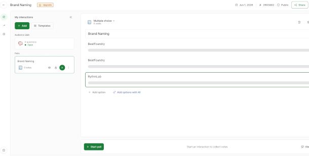 interfaccia Web Slido