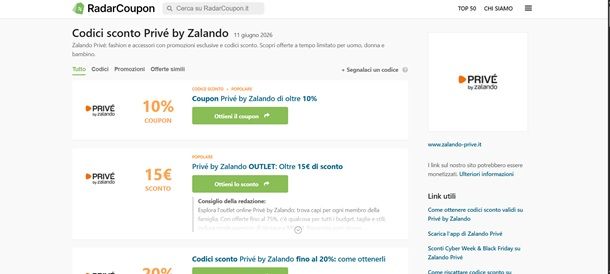 codici sconto zalando privé