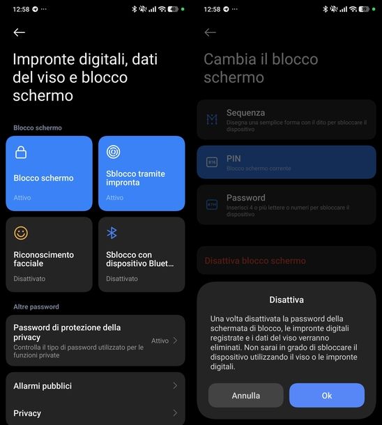 Disattivare blocco schermo Xiaomi