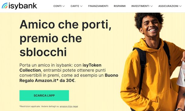 pagina promozionale sito isybank