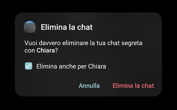 Cancellare chat segreta