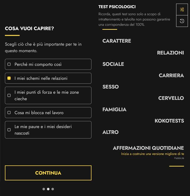 Test psicologici e quiz