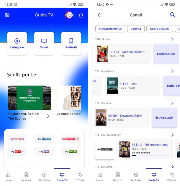 Guida TV su My Sky