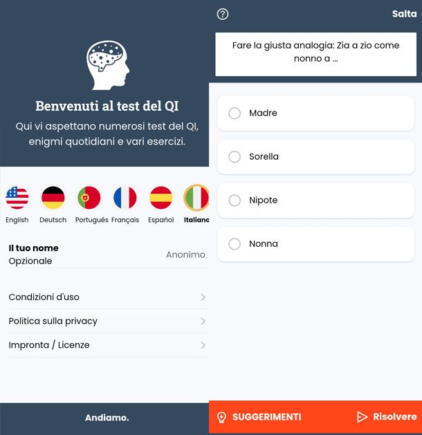 Test QI italiano con esercizi