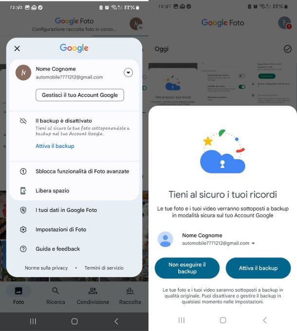 Come fare backup foto Android