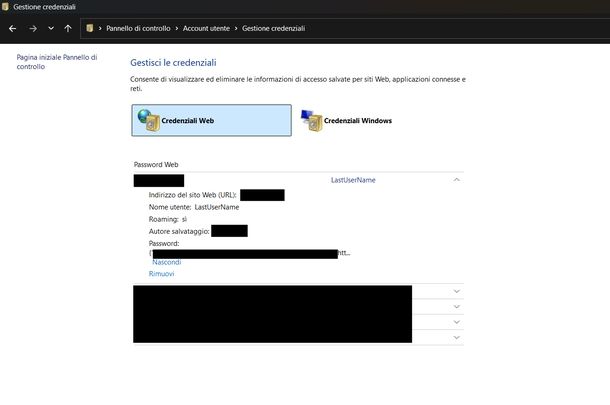 Vedere password Facebook Windows