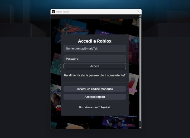 Login Roblox Studio