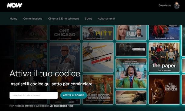 Pagare NOW con codice