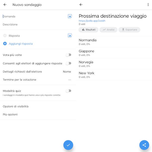 schermate app Pollie