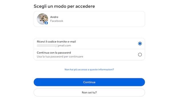Recuperare password Facebook